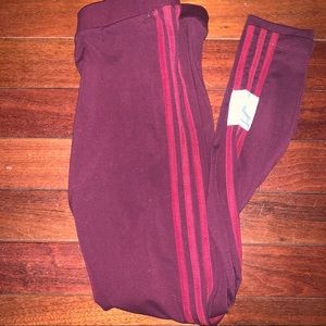 Adidas burgundy cotton leggings